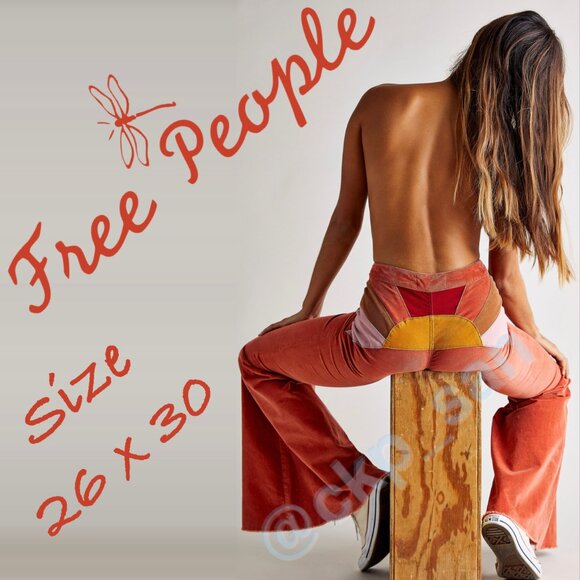 Free People Ray Of Sunshine Corduroy Flare Jeans Sz 26